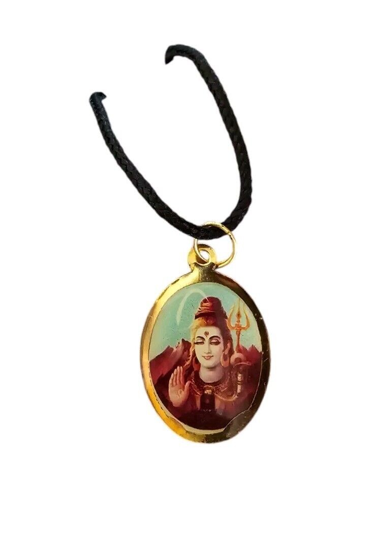 Hindu Shiv Ji Hanuman Ji Oval Pendant in Black Evil Eye Nazar Shield Thread MM22