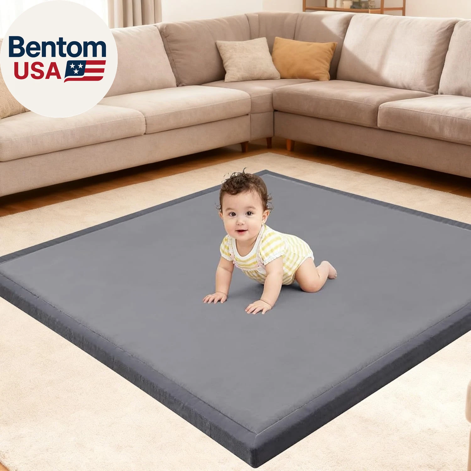 Ultra Soft Baby Play Mat for Floor, 50"X50" Playpen Mat, 1.3" Thick Memory Foam,