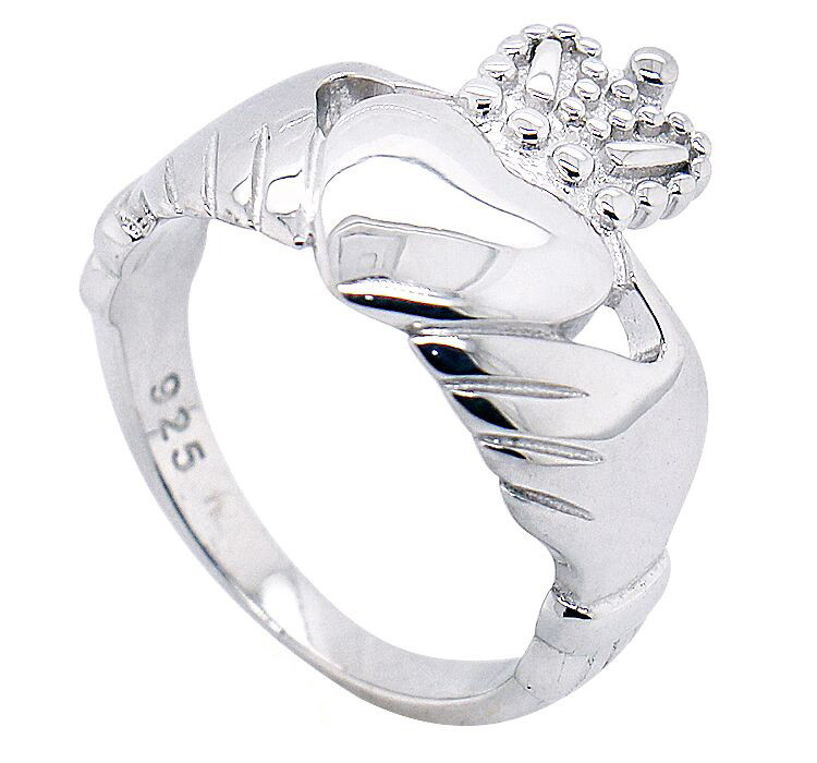 STERLING SILVER CLADDAGH RING LADIES GENTS CLADDA HEART IRISH WED LARGE ...