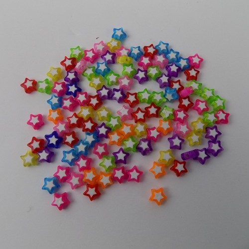 Star Shaped Plastic Spacer Beads Lot of 108 Kids Crafts Purple Red Pink Yellow - 第 1/7 張圖片