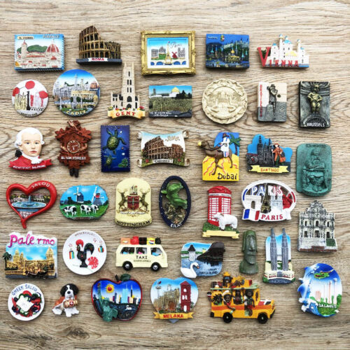 Europäisch Amerikanisch Asiatisch Tourismus Reise Souvenir Kunst 3D Harz Kühlschrank Magnet K1 - Bild 1 von 41