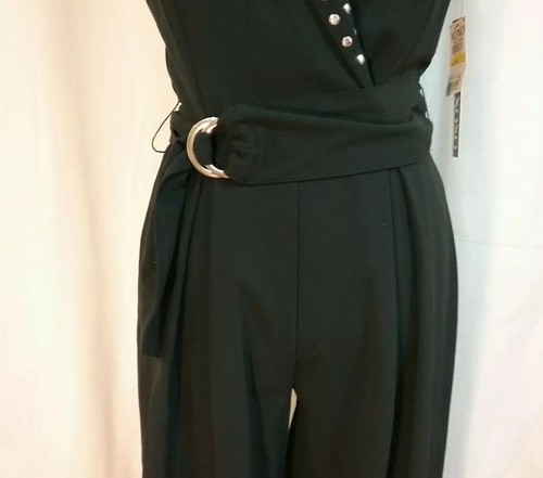 XOXO Damen Junior schwarzer eleganter Overall Größe M ärmellos Nieten Revers neu mit Etikett - Bild 4 von 11