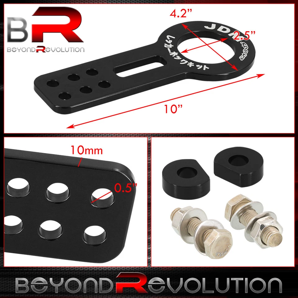 Gancho de remolque deportivo AutoX 8MM unidad de remolque de alta resistencia anodizado negro para Acura JDM Foto 2 de 3