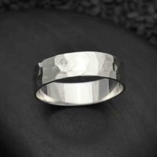 Sterling Silver 5mm Wide Hammered Ring Size 5-9