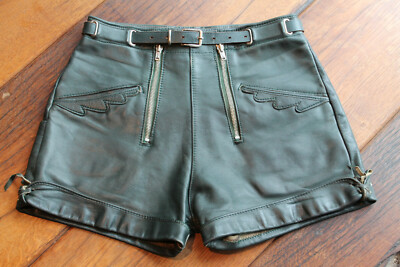 Schöne dunkelgrüne VollRind-Lederhose in D 34 / eBW 35cm