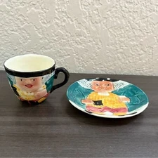 Staffordshire Characture Hand Painted Shorter & Sons Cup & Saucer England