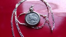 1943 IRISH LUCKY RABBIT & Celtic Harp  CHARM NECKLACE on a 28" 925 SILVER Chain