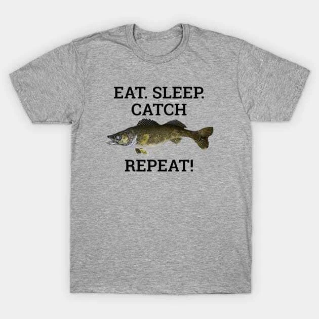 Funny Walleye Fishing Gift Eat Sleep Fish Repeat! Made in Australia T-Shirt