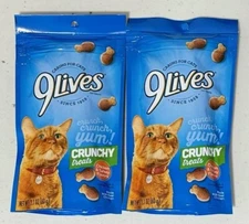 SET OF 2 9Lives Crunchy Cat Treats  - 2.1 oz Chicken and Turkey Flavor