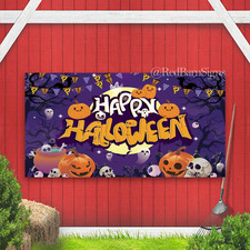 Purple Happy Halloween Party Decorations Banner