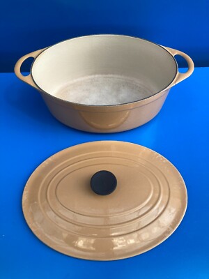 Grande Cocotte Ovale Cousances Pour Le Creuset - Fonte émaillée Marron Vintage 28 Cm - Fabriquée En France