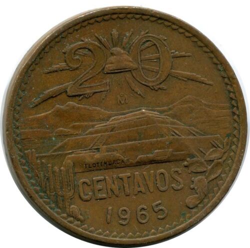 20 CENTAVOS 1965 MEXIKO MEXICO Münze #AH528.5.D - Afbeelding 1 van 6
