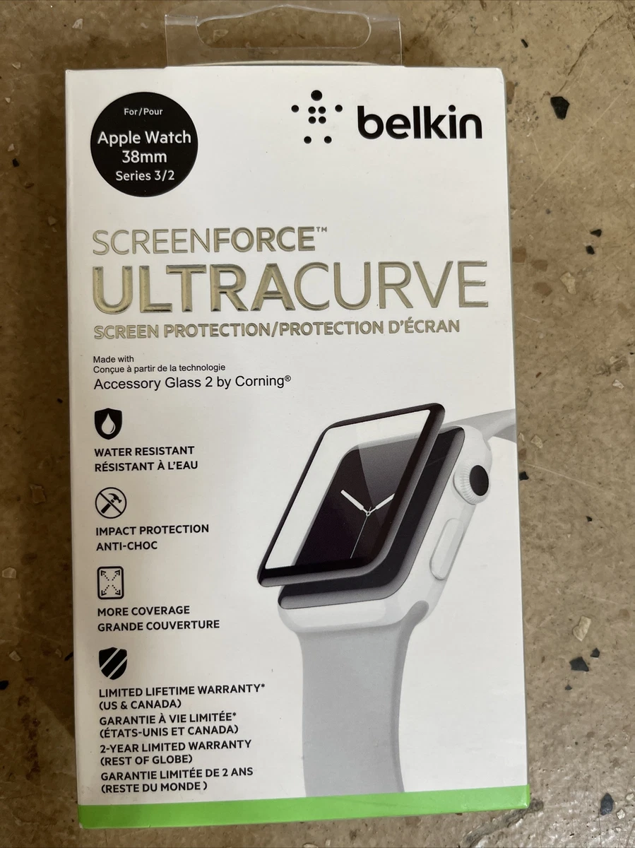 Genuine BELKIN SCREENFORCE ULTRACURVE PROTECTOR APPLE WATCH 38MM SERIES 3 2 NEW