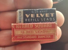 2 Vintage Box Of Red and Black Leads Velvet and Herald Square with Contents 