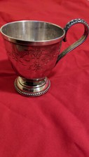 Antique Silver plated cup with design on 1 side