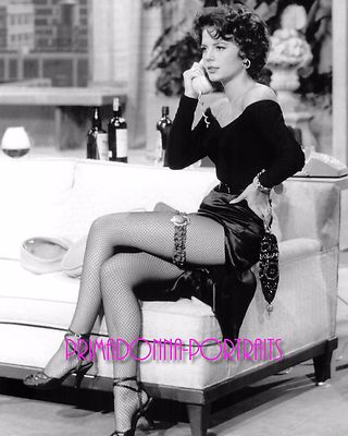 NATALIE WOOD 8X10 Lab Photo B&W 1960s Sexy Slinky Gown, Fishnets with