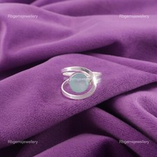 Natural Aqua Chalcedony Sterling Silver Anniversary New Band Ring Size All Size
