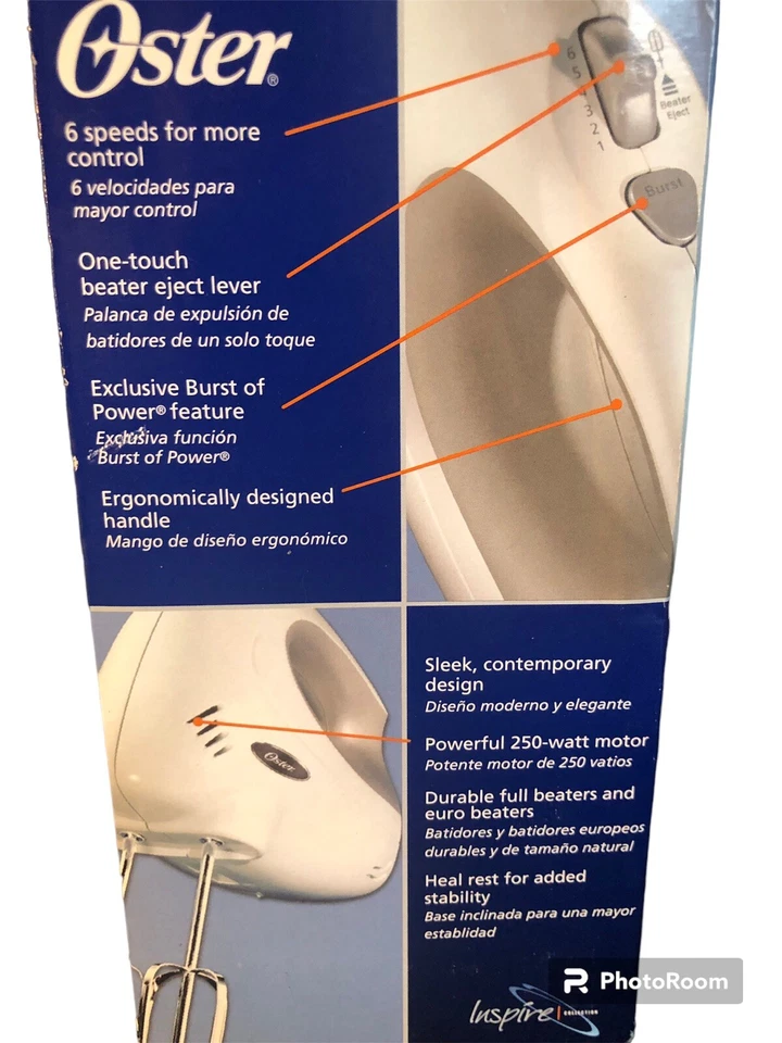 Mezcladora manual OSTER 6 velocidades motor 250 vatios Foto 3 de 4