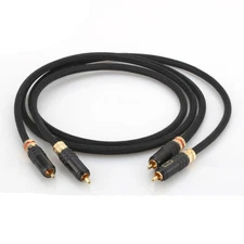 1pair OFC Gold Plated RCA Plug Cable Hi-Fi Audio Interconnect Signal Cable