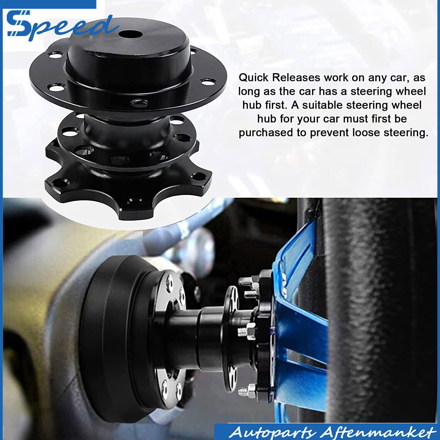 Universal Car Steering Wheel Quick Release HUB Racing Adapter Snap Off Boss Kit - Foto 3