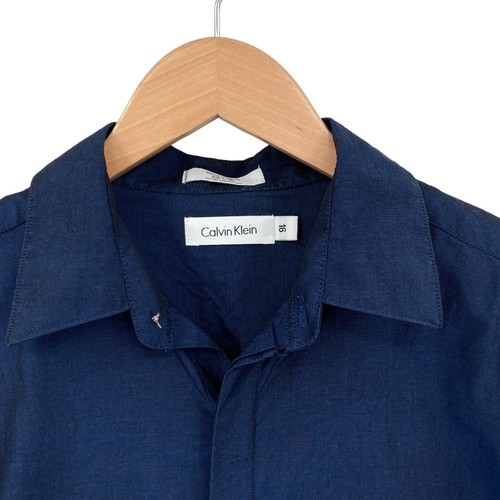 Calvin Klein Shirt Boys Size 16 Blue Cotton Long Sleeve Collared Button Down - Picture 6 of 16
