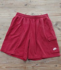 NIKE Men's Sweat Shorts Sportswear Size Small Cotton Blend Red Drawstring