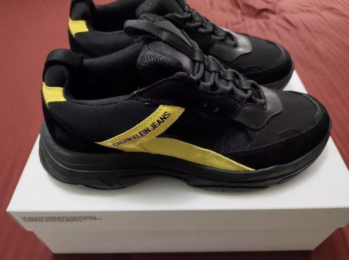 medarbejder humor scene Calvin Klein Jeans Marvin Chunky Trainers Black / Yellow Style 34S0062 Size  11 M | eBay