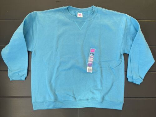 Vintage Hanes Her Way Sweatshirt Womans L Blue Long Sleeve NEW OLD STOCK 2002