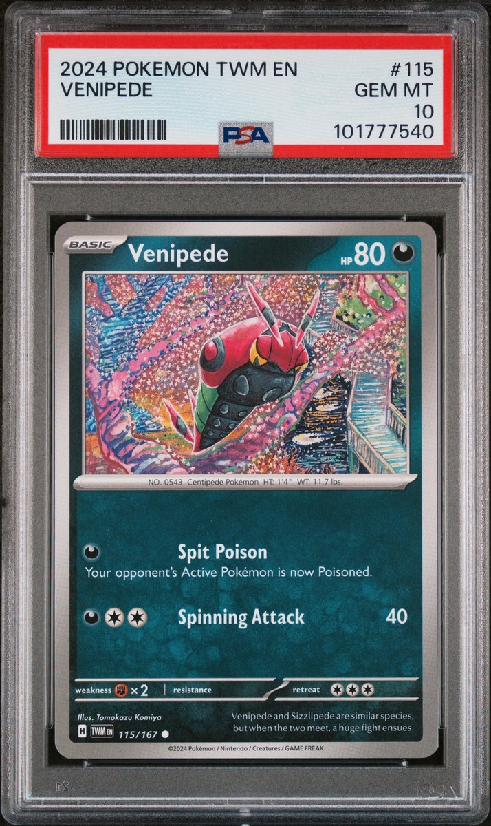 PSA 10 - 2024 POKEMON TWM EN- 115 VENIPEDE | TOMOKAZU KOMIYA | POP