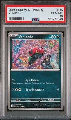 PSA 10 - 2024 POKEMON TWM EN- 115 VENIPEDE | TOMOKAZU KOMIYA | POP