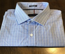 Tommy Hilfiger Mens XL 17-17 " 36/37 Regular Fit Wrinkle Free Stretch Shirt Blue