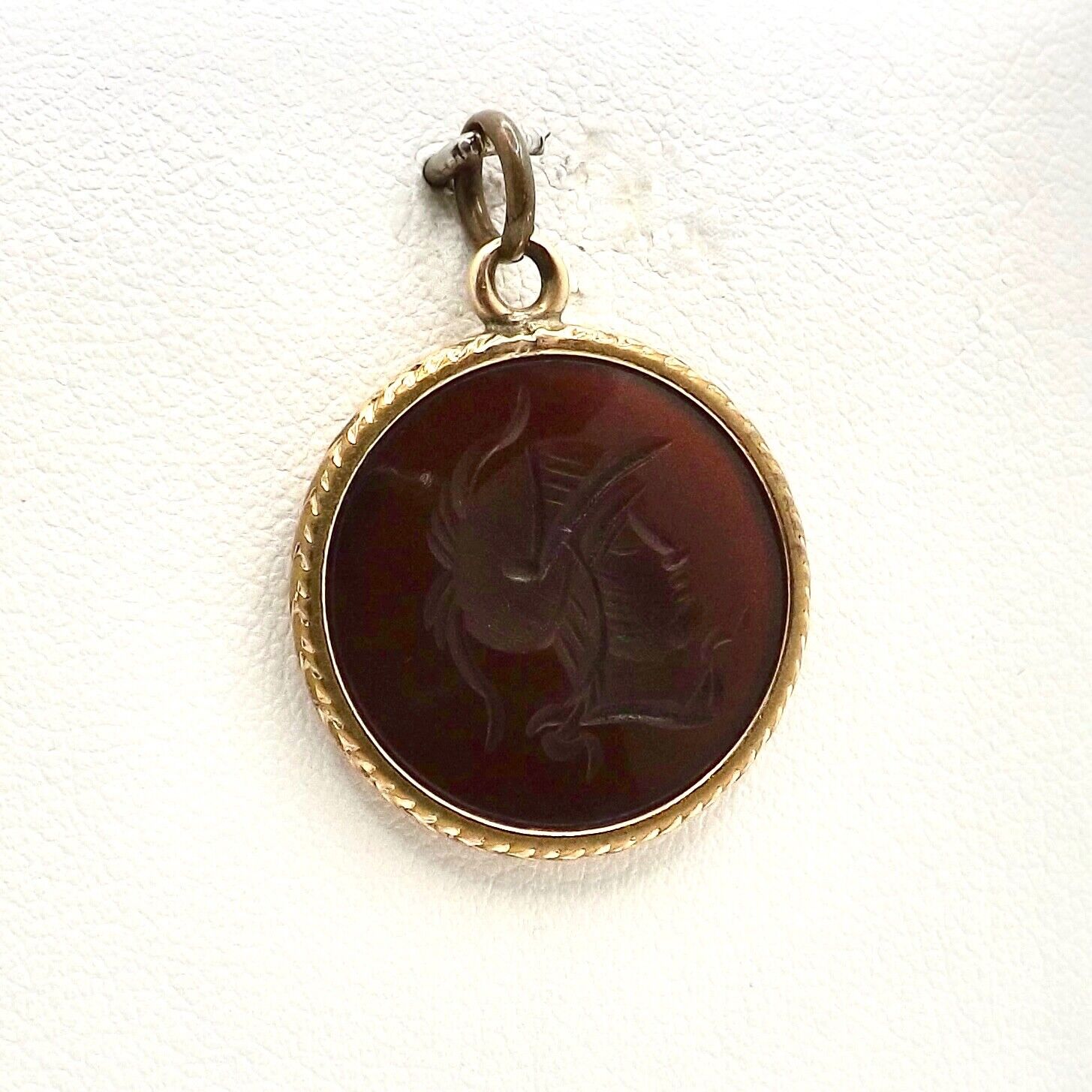 Victorian Gold Filled Carved Carnelian Intaglio Warrior Soldier Fob Charm