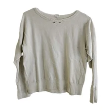 True Vtg 60s Thrashed Sweatshirt Blank White USA Crew Neck Distressed