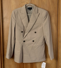 Asos Design Men's Slim Fit Double Breasted Suit Jacket Blazer Beige Size 36R NWT