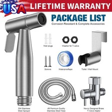 Toilet Shattaf Adapter Hose Bidet Spray Stainless Steel Handheld Shower Head US 