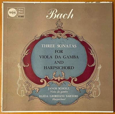 JANOS SCHOLZ Bach 3 Sonatas for Viola da Gamba ( Cello )  VOX 1955 LP  ED1   NM-