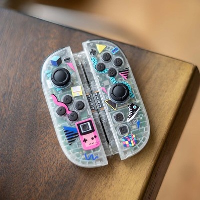 Custom ''90s Retro'' Nintendo Switch 2 Joy-Cons   Clear Glow-in-the-Dark