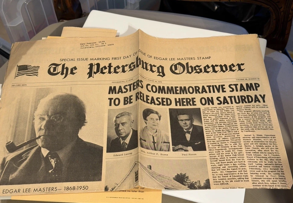 Rare 1970 Edgar Lee Masters Stamp Collection FDCs Proclam Programs Petersburg IL - Image 3 of 4