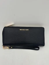 Michael Kors Jet Set Continental Pebbled Leather Zip Around Wallet with Wristlet