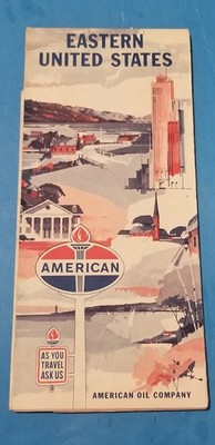 AMERICAN OIL COMPANY Eastern United States Map 1963 Road Map