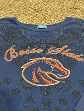 VTG Boise StateBroncos NCAA Shirt 1X P Michael USA 3/4 Sleeve Embellished Floral