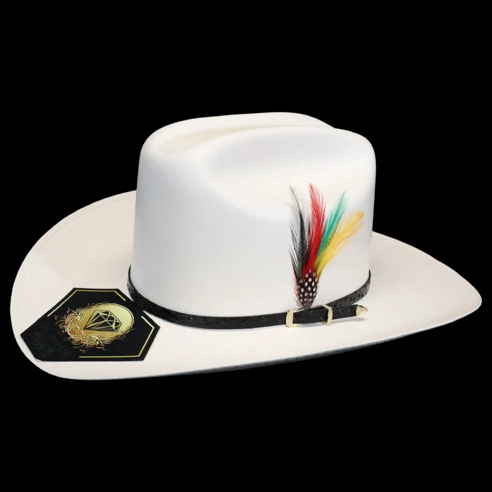 Sombrero White Diamonds 100X Estilo Sinaloa San Judas Tadeo - Western Cowboy Hat - Image 4 of 4