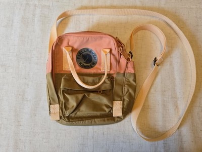 Fjallraven Kanken Mini Sling Crossbody Bag Peach & Olive Green Excellent Conditi