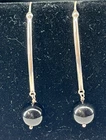 Sterling Silver DTR Jay King Black Ball Long Dangle Drop Earrings 2.25" Length