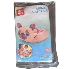 Play Day Animal Split Ring Pool Float Kids Inflatable Dog Pug Tube 3-6yo
