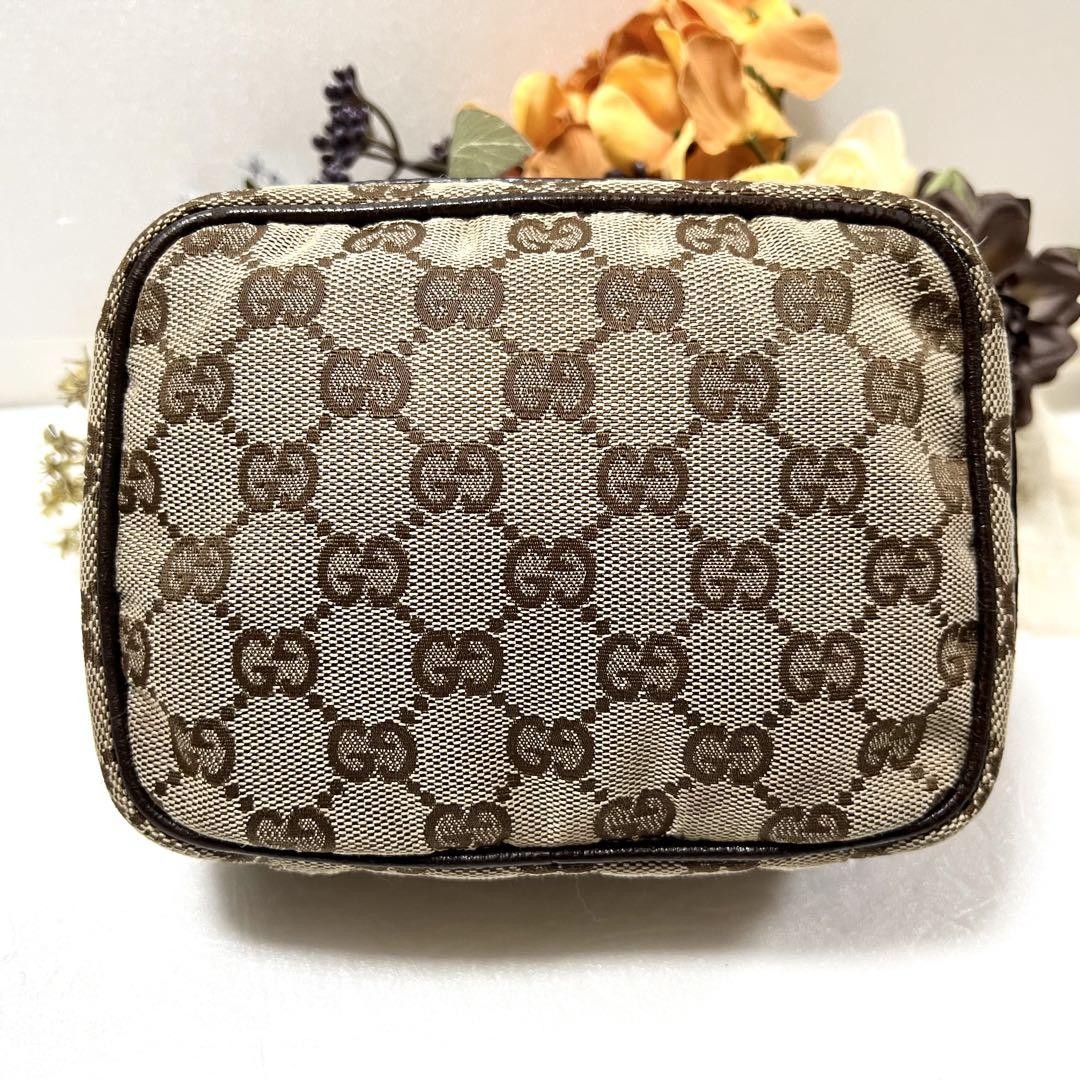 Vintage Gucci GG Canvas Leather Cosmetic Pouch Pre-Owned