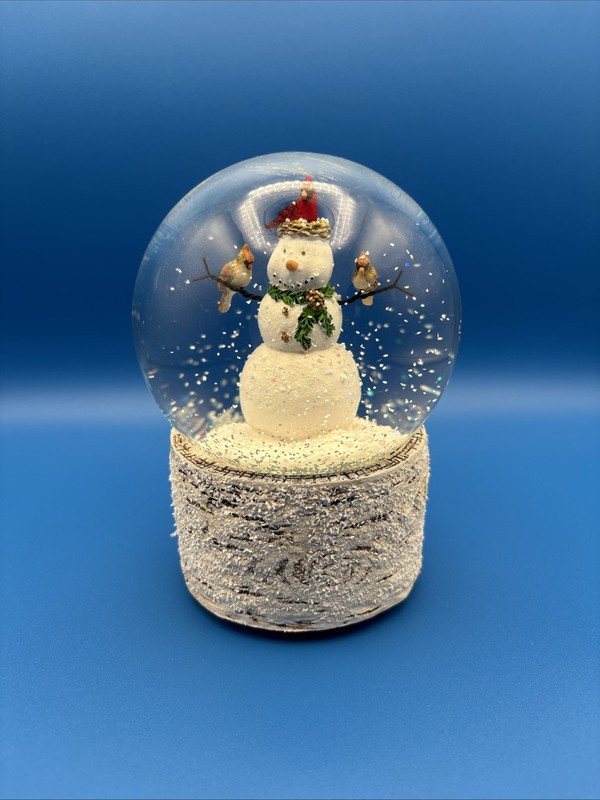 Roman Musical Snow Globe Water Globe Snowmam with birds 