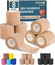 8 Pack Self Adhesive Bandage Wrap, 2" X 5 Yards, Elastic Cohesive Tape, Skin Col