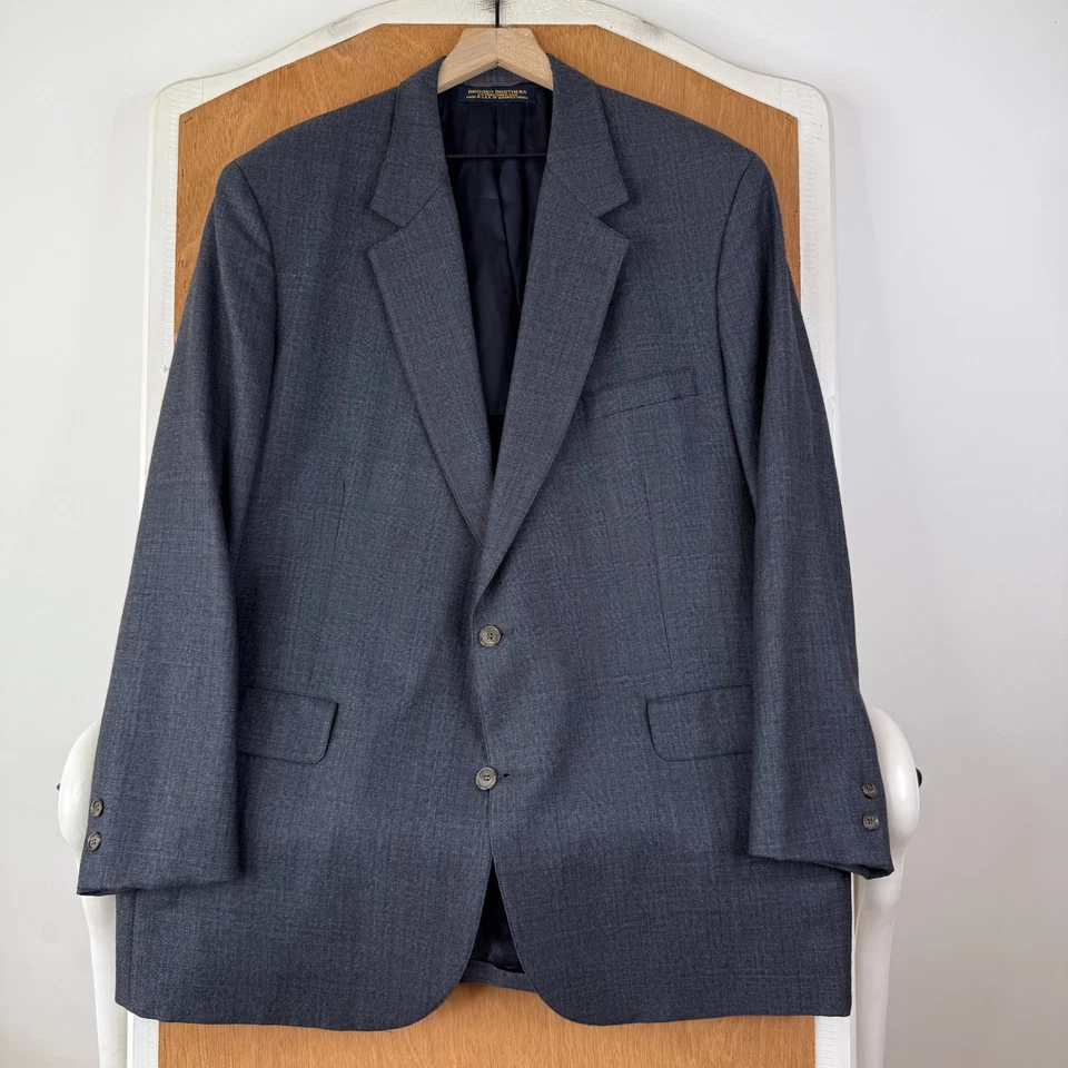 VTG Brooks Brothers Suit Mens 48L Gray Glen Check 2 Button Wool Canvas 38x28 - Image 2 of 4