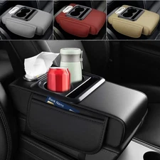 Car Armrest Cushion Center Console Cover with Cup Holder&Tissue Box&Phone Holder